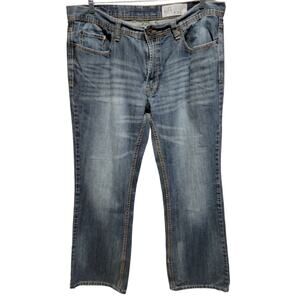 T.K. Axel Slim Straight Mens Size 38 x 32 Griswold Blue Jeans Thick Stitching